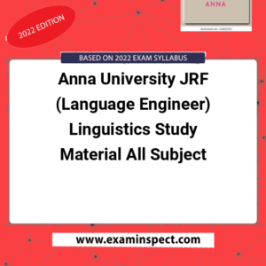Anna University JRF (Language Engineer) Linguistics Study Material All Subject