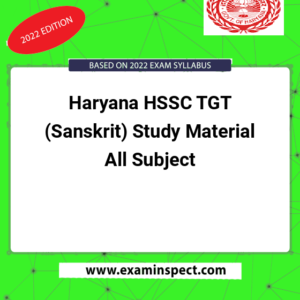 Haryana HSSC TGT (Sanskrit) Study Material All Subject