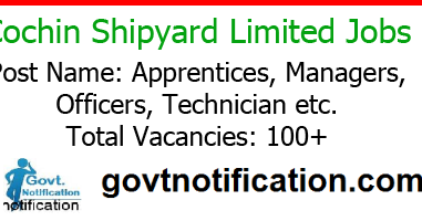 Cochin Shipyard Recruitment 2020 Apply Online 139 Apprentice Vacancies