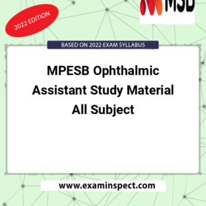 MPESB Ophthalmic Assistant Study Material All Subject